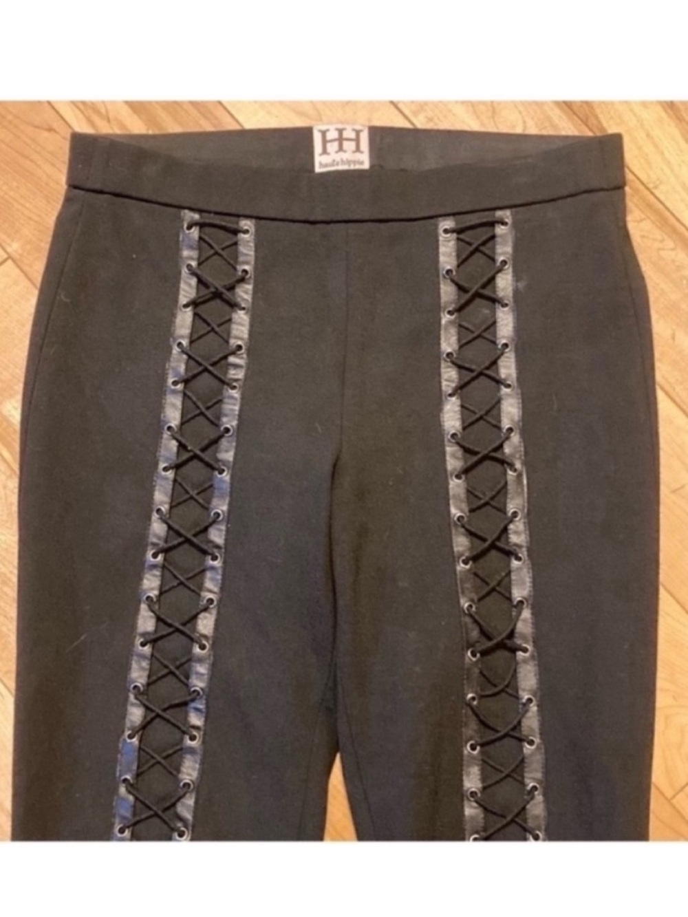 Haute Hippie lace up the front
lamb leather trimmed black leggings size small - Picture 6 of 10